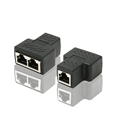 Huacam Hcm72 Splitter Ethernet 2 Porte,Sdoppiatore Ethernet,Rj45 Ethernet Splitter Adapter,2 Pacchi E Nero Da 1 A 2 Dual Femmina Porta Accoppiatore Da