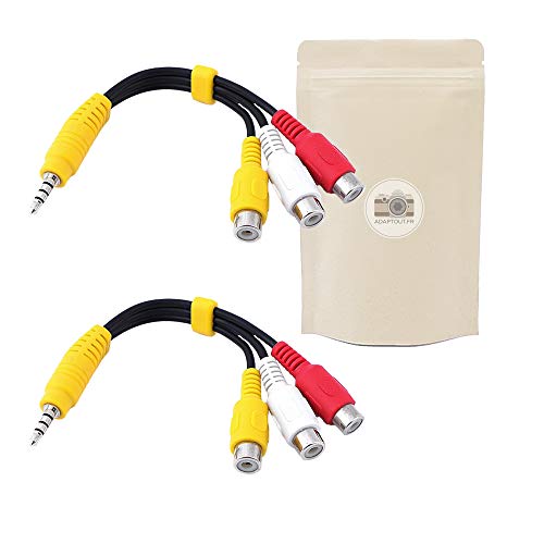 Adaptout 2X Adattatore Da Spina Minijack 3,5Mm Maschio A 3 Prese Rca Femmina - Connettore Coassiale - Cavo Audio Video Flessibile Tre Colori Giallo Ro