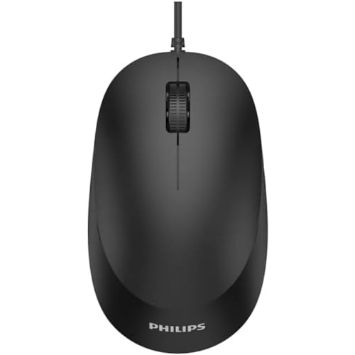 Philips Spk7207Bl 2000 Mouse Con Cavo - Usb 2.0, Design Ergonomico E Sensore Da 1.200 Dpi, Clic Silenziosi, Per Utenti Mancini E Destrimani, Compatibi