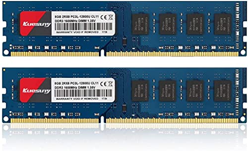 Kuesuny 16 Gb Kit (2X8Gb) Ddr3L / Ddr3 1600 Mhz Udimm Ram Pc3L / Pc3-12800 Pc3L / Pc3-12800U 1,35 V / 1,5 V Cl11 240 Pin 2Rx8 Dual Rank Non-Ecc Unbuff