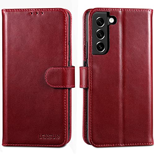 Lensun Cover Per Samsung Galaxy S22 Plus/S22 + 5G, Custodia In Vera Pelle [Antiurto] Rfid Libro Portafoglio Chiusura Magnetico Flip Custodie Cuoio Per