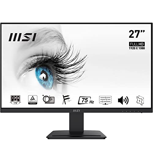 Msi Pro Mp273 Monitor Flat 27", Display 16:9 Full Hd (1920X1080), 75Hz, 5Ms, Ips Antiriflesso, Collegamenti 1X Hdmi E 1X Dp, Vesa 75X57Mm Standard