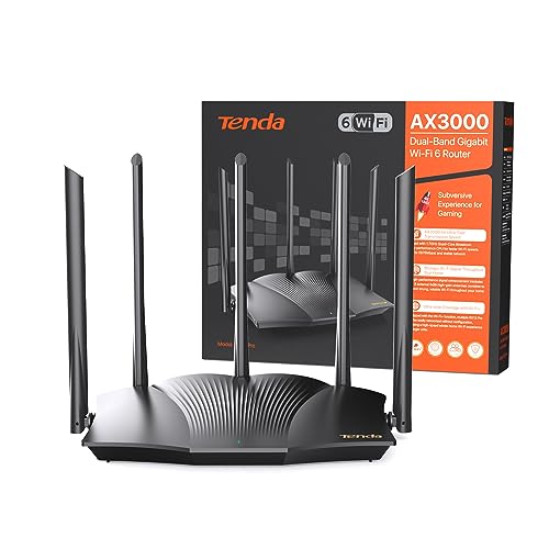 Tenda Rx12 Pro Router Wifi 6 Dual Band Ax3000, 4 Porte Gigabit, 2402Mbps/5Ghz+574Mbps/2.4Ghz, 5X6Dbi Antennas, Banda Di 160 Mhz, Parental Control/Rete