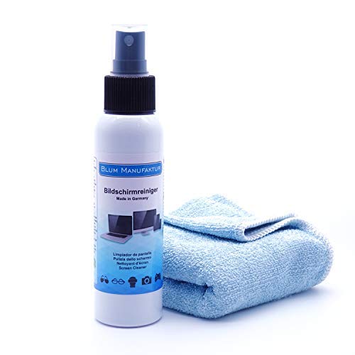Blum - 100Ml Pulitore Per Schermo Piatto + Panno Microfibra. Pulizia Perfetta Di Tutti Gli Schermi E Display. Senza Striature E Senza Strisce.