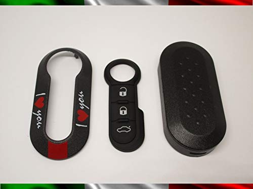 Cover Chiave Guscio + Tasti Tastini In Gomma Compatibile Con Fiat 500 Grande Punto Evo Bravo Panda 500L Lancia Y Ypsilon Musa Delta Scocca Telecomando