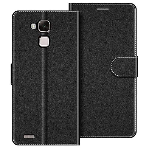 Coodio Custodia Per Huawei Mate 7, Custodia In Pelle Huawei Mate 7, Cover A Libro Huawei Mate 7 Magnetica Portafoglio Per Huawei Mate 7 Cover, Nero