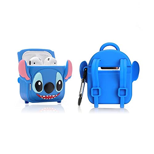Derhom Silicone Airpods Cover Carina Divertente Compatibile Per Apple Airpods 1 E 2 [Borsa Serie] (Stitch)