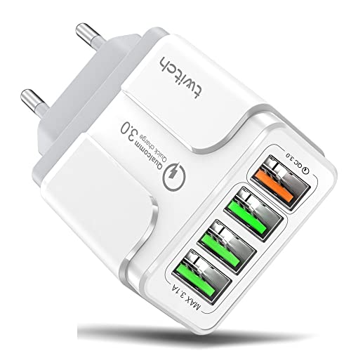 Caricatore Usb Da Muro Multiplo Carica Rapida, Quick Charger 3.0. Caricatore Usb Da Muro 4 Porte 3.1 Alimentatore Presa Usb Per Iphone 12/11/Xs/X,Sams