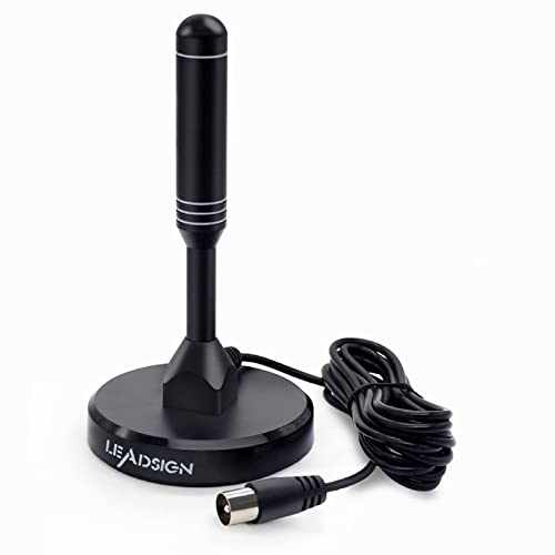 Leadsign - Antenna Tv Portatile Per Interni Ed Esterni Con Base Magnetica, Antenna Digitale Ad Alto Guadagno Per Segnali Tv Vhf/Uhf (Nero)…