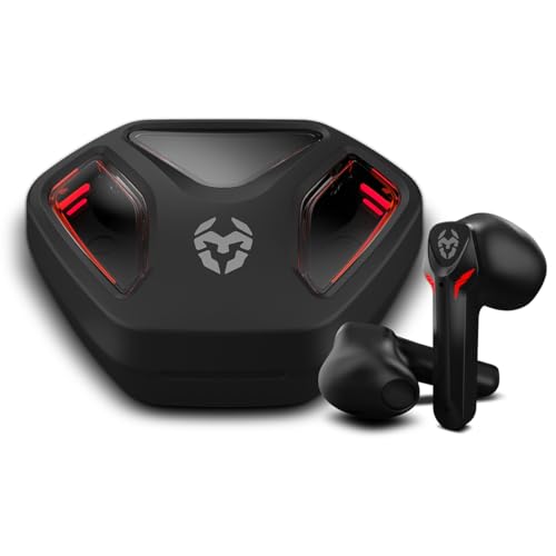 Krom Kall - Cuffie Gaming Stereo In-Ear, Microfono Integrato, Bluetooth 5.3 Latenza Zero, Push To Talk, 12 Ore Di Autonomia, Custodia Di Ricarica, Cav