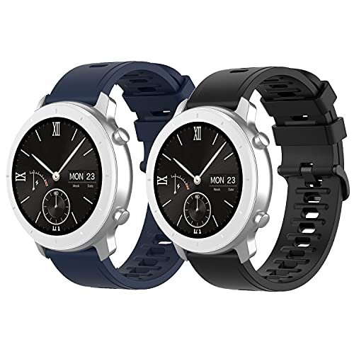 Braleto Cinturino Compatibile Con Amazfit Gtr 42Mm/Amazfit Gts/Amazfit Bip Lite/Bip, Cinturino Di Ricambio Da 20Mm Per Amazfit Gtr 42Mm (Nero+Blu)