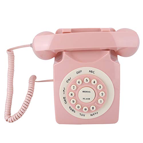 Telefono Vintage Rosa, Telefono Fisso Retrò Classico Vecchio Stile, Telefono Europeo Cablato Con Pulsanti Grandi Per Regalo Di Decorazione Per Ufficio