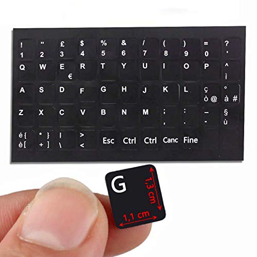 Simpletek Sticker Tastiera Adesivi Layout Italiano Laptop Portatili Pc Computer Tastiera Keyboard Qwerty Nero Black Neri Opaco