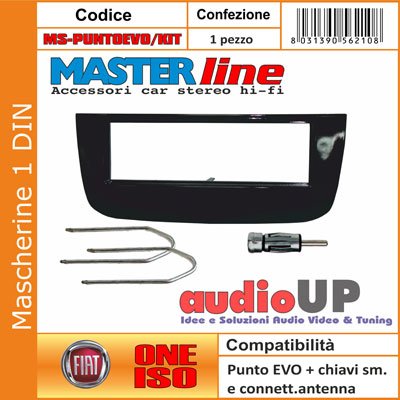 Mascherina Radio Un Din Colore Nero Lucido, Kit Con Chiavette Estrazione Radio E Spinotto Antenna, Montaggio Stereo Singolo Din. Vedere La Sezione "De