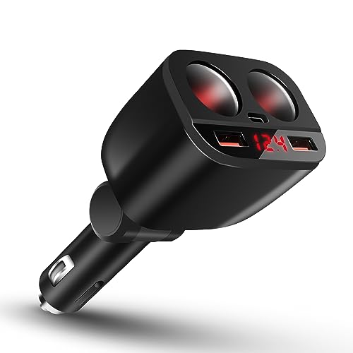Qc 3.0 Caricabatteria Da Auto Accendino Per Auto 120W Dc 12V / 24V Caricabatteria Da Auto Usb 2 Prese Con Voltmetro Led Porta Doppia Usb Qc3.0+ Pd Per