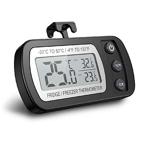 Lirdux Termometro Digitale Del Frigorifero, Termometro Digitale Impermeabile Con Gancio, Display Lcd Facile Da Leggere, Funzione Di Registrazione Mass