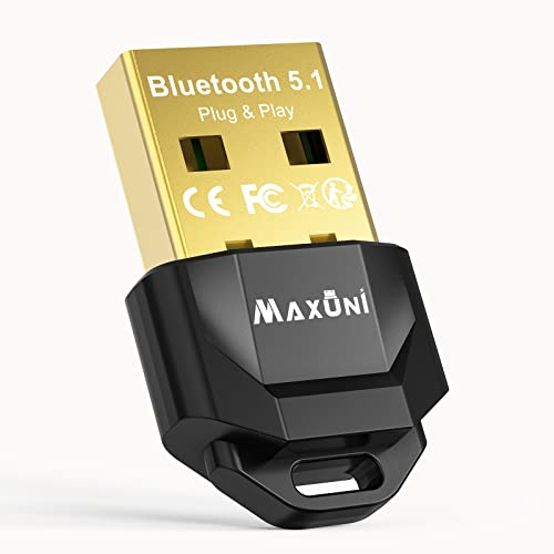 Maxuni Adattatore Bluetooth Usb 5.1, Chiavetta Bluetooth Per Pc Laptop Computer, Ricevitore Bluetooth Per Cuffie Altoparlanti Tastiera, Compatibile Co