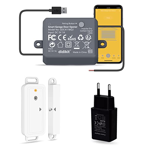 Didikit Apriporta Wifi Garage Door Opener Con Sensori Porta Wireless, Apricancello Intelligente, Controllo App Smart Life, Compatibile Con Alexa, Assi