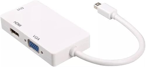 3-In-1 Mini Dp A Hdmi, Dvi, Adattatore Vga 4K Mini Displayport Converter, Thunderbolt 2 A Vga Hdmi Dvi (Da Maschio A Femmina) Per Macbook, Pc, Proiett