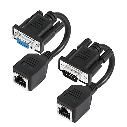 Gintooyun 2 Pz Adattatore Da Db9 A Rj45 Adattatore Db9 Da 9 Pin Seriale Maschio Femmina A Rj45 Femmina Compatibile Con Cavo Di Rete Cat5/Cat5E/Cat6 Pe