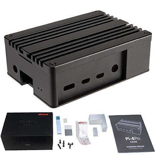 Akasa Pi-4 Pro, Custodia In Puro Alluminio Per Raspberry Pi 4, Custodia Rpi 4 Con Raffreddamento Passivo A Rumore, Dissipatore Di Calore Per Raspberry