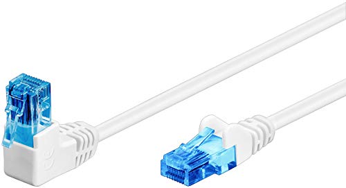 Goobay 51536 - Cavo Patch Cat 6A, Spina A 90 Gradi, Cavo Di Rete, Ethernet, Playstation, Xbox, Cavo Lan, Dsl, U/Utp, Rj45, Bianco, 1 Metro
