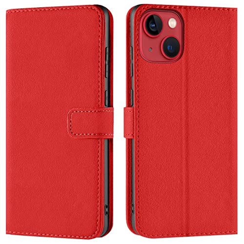 Verco Custodia Per Iphone 13, Case Per Apple Iphone 13 Cover Pu Pelle Portafoglio Protettiva (6.1 Inch), Rosso