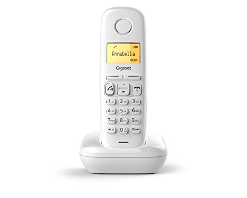 Gigaset A270 Telefono Portatile Con Vivavoce, Ampio Display Da 1.5 Pollici (34 X 22 Mm) Con Indicazione Data, Ora E Durata Chiamate, Bianco [Italia]