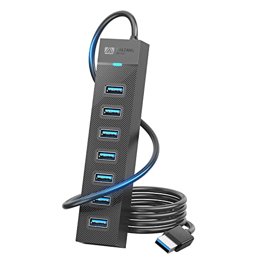 Hub Usb 3.2 Gen1 A 7 Porte,Hub Usb 3.0 Con Cavo Da 100 Cm E Porta Di Alimentazione 5V/3A,Hub Dati Hub Usb Distributore Usb Per Laptop, Macbook Pro/Min
