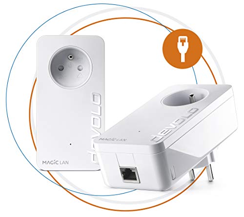 Devolo Magic 2 Lan Starter Kit: 2X Adattatori, Presa Gigogne (2.400 Mbit/S, 1X Porta Gigabit Ethernet), Ideale Per Telelavoro, Giochi, Streaming, Pres