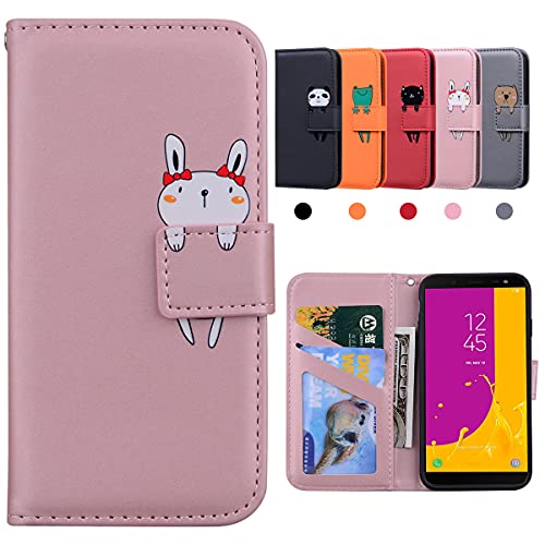 Cover Samsung J6 , Samsung J6 Cover, Cover J6 2018, Samsung Galaxy J6 Cover,Flip Cartoon Portafoglio Case Per Samsung Galaxy J6 2018(5,6") Con Kicksta