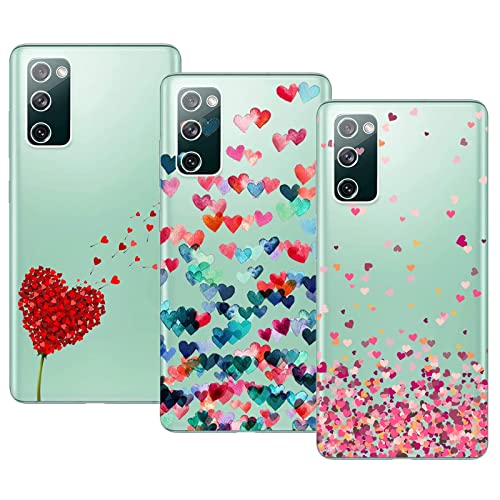Young & Min Cover Per Samsung Galaxy S20 Fe 5G/4G, 3 Pack Morbido Trasparente Silicone Custodie Protettivo Tpu Gel Case, Amore
