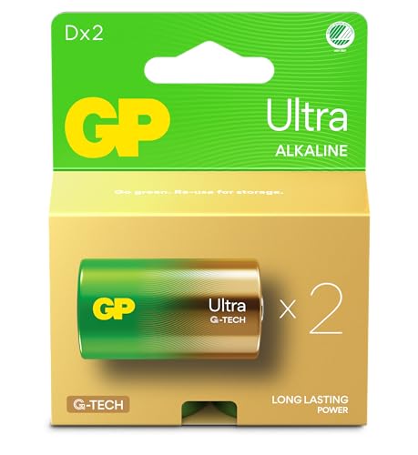 Batterie D - Set Da 2 | Gp Ultra | Pile Torcia Alcaline 1,5V - Lunga Durata
