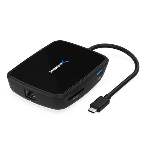 Sabrent Docking Station Cavo Usb Type-C, Lettore Scheda Sd, Multipresa Thunderbolt 3, 5 In 1, Usb 3.2 Gen 2X1, Lettore Sd Uhs Ii, Ethernet Rj45, Displ