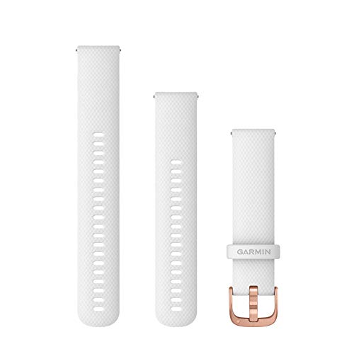 Cinturino Originale Garmin, 20Mm, Sgancio Rapido, Silicone, White & Rose Gold