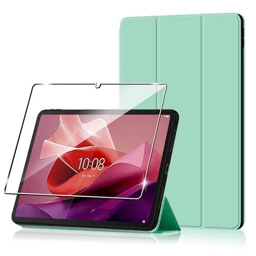 Heioloo Custodia Per Lenovo Tab P12 Cover In Pelle Pu Case, [1 Pezzi] Vetro Temperato Pellicola Protettiva [Auto Svegliati/Sonno] [Ultra Sottile] [Sup