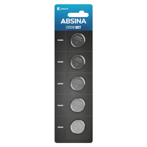 Absina 5X Cr 2016 Batteria 3V Litio - Batterie Cr2016 Anti Perdite & Lunga Durata - Cr2016 3V Lithium Per Chiavi Auto, Bilancia Digitale E Altro - Bat