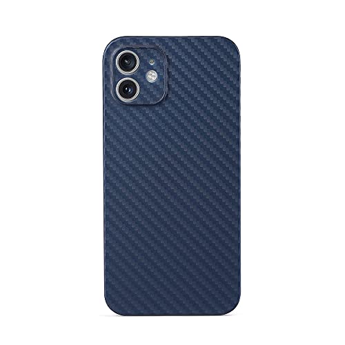 Aiino Italian Ideas Custodia Skin Per Iphone 12, Cover Blu Notte Iphone 12 Con Effetto Fibra Di Carbonio, Antiurto E Anti Graffio, Compatibile Con Mag