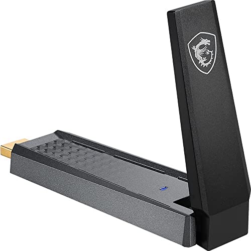 Msi Ax1800 Wifi 6 Dual-Band Usb Adapter - Wlan Fino A 1800 Mbps (5Ghz, 2.4Ghz Wireless), Usb 3.2 Gen 1 Type-A, Mu-Mimo, Antenna Regolabile, Beamformin