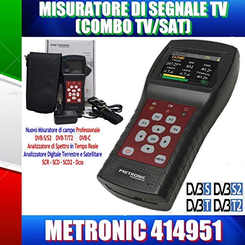 Metronic 414951 Misuratore Di Campo, Tv/Sat (T2+S2), Con Spettro/Scr/Dcss
