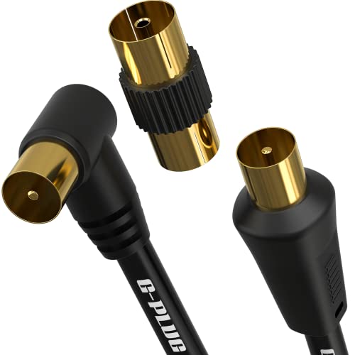 Cavo Antenna Tv 0.5 M, Con Connettore Ad Angolo Retto – Cavo Antenna Tv Maschio-Maschio Coassiale Per Digitale Con Accoppiatore Rf Placcato In Oro - S