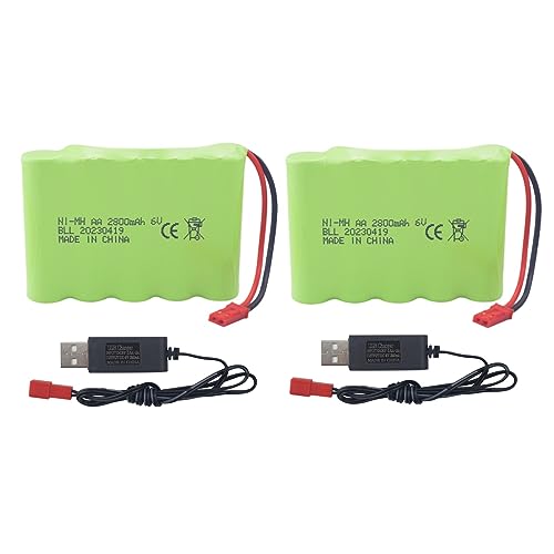 Zygy 2Pcs 6.0V 2800Mah Aa Batteria Jst-2P Spina Con Cavo Di Ricarica Usb Per Il Nuovo Huina 540 Dump 520 Rc Bulldozer E 510 Escavatore 540 Veicolo Da