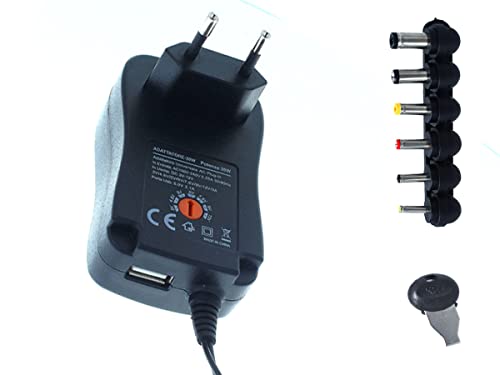 Alimentatore Universale, Trasformatore Con 6 Adattatori, 3V 4,5V 5V 6V 7,5V 9V 12V 2A 30W, Caricatore Variabile Con Usb 2.1A