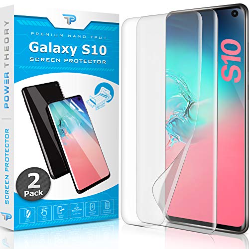 Power Theory Screen Protector Film For Samsung Galaxy S10 [2-Pack] - [Not Glass] Full Cover, Case Friendly, Flexible Anti-Scratch Film