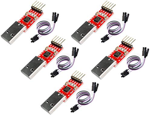 Tecnoiot 5Pcs Cp2102 Usb 2.0 To Uart Ttl 5Pin Module Serial Converter + Cable