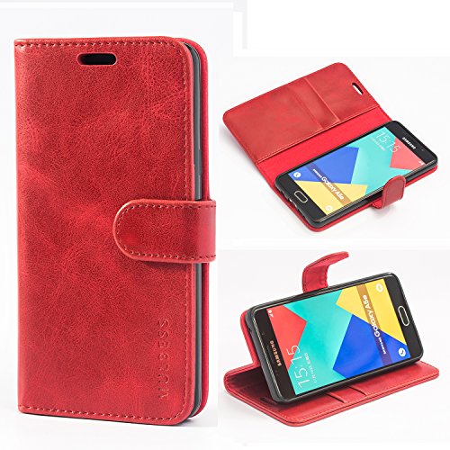 Mulbess Custodia Per Samsung Galaxy A5 2016, Cover Cellulare, Tasca Slot Carta, Supporto Stand, Magnetica Chiusura, Vintage Vino Rosso