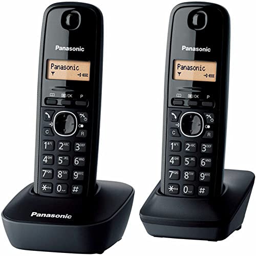 Panasonic Kx-Tg1612Frh, Telefono Dect Wireless Duo Senza Segreteria Telefonica, Colore Nero [Versione Francese]
