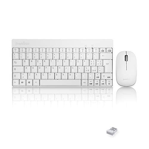Perixx Periduo-712 Kit Mouse E Tastiera Wireless Per Windows, Senza Fili Da 2.4 Ghz, Silenzioso E Sottile, Layout Italiano Qwerty, Bianco
