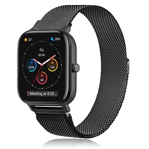 Lshy Metallo Cinturino Per Amazfit Gts /Amazfit Gts 2 Mini /Gts 2 /Gts 3 /Gts 4, 20Mm Cinturino Per Amazfit Gts 4 Mini/Amazfit Gts 2E (Nero)