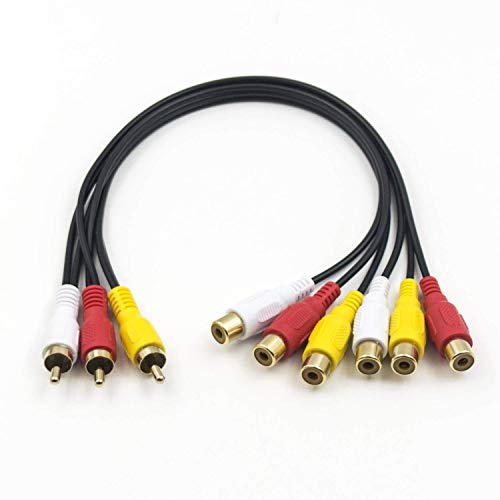 Duttek Cavo Splitter Rca, 3 Rca Maschio A 6 Rca Femmina Spina Rca Y Splitter Prolunga Audio Video Av Cavo Adattatore 30 Cm